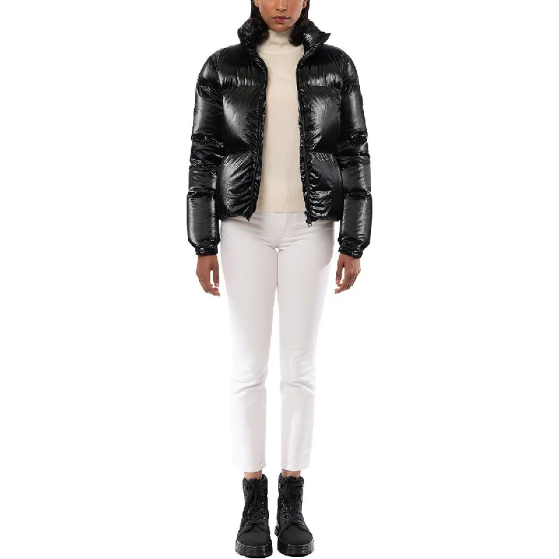 Women's cropped leather coats with silver studs for an edgy lookThe Recycled Planet Womens Insulated Long Sleeve Puffer Jacket Women's cropped leather coats with silver studs for an edgy lookThe Recycled Planet Womens Insulated Long Sleeve Puffer Jacket