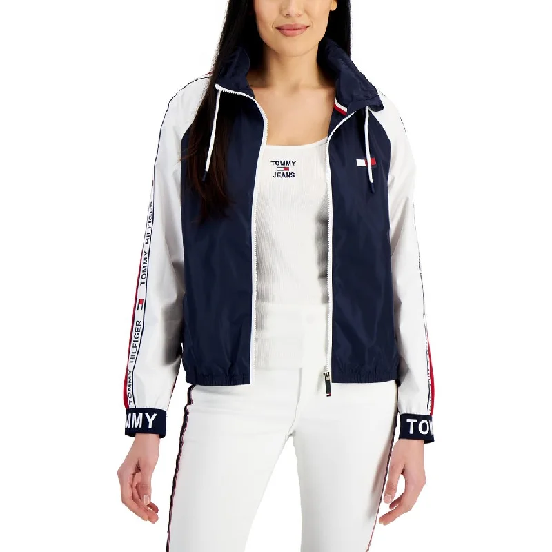 Mid - length women's down coats in a slim fit for a modern and sleek appearanceTommy Hilfiger Womens Colorblock Lightweight Windbreaker Jacket Mid - length women's down coats in a slim fit for a modern and sleek appearanceTommy Hilfiger Womens Colorblock Lightweight Windbreaker Jacket