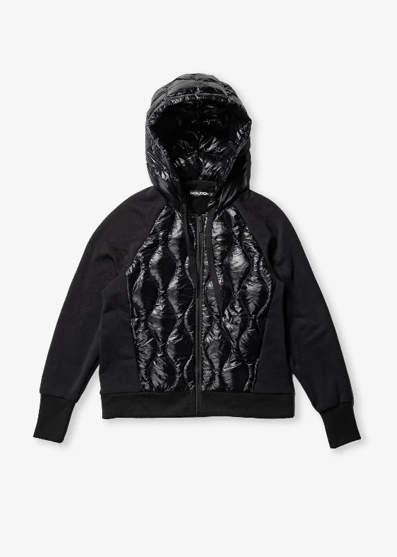 Long women's mac coats in a lightweight fabric for spring showersW DOWN ZIP HOODIE - Black Long women's mac coats in a lightweight fabric for spring showersW DOWN ZIP HOODIE - Black