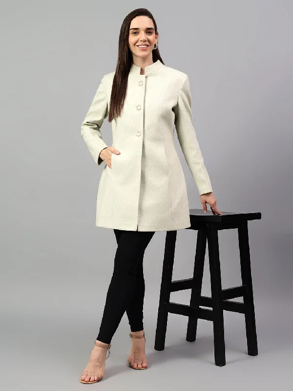 Long women's mac coats in a lightweight fabric for spring showersWomen's Green Solid Full Sleeves Winter Long Coat Long women's mac coats in a lightweight fabric for spring showersWomen's Green Solid Full Sleeves Winter Long Coat