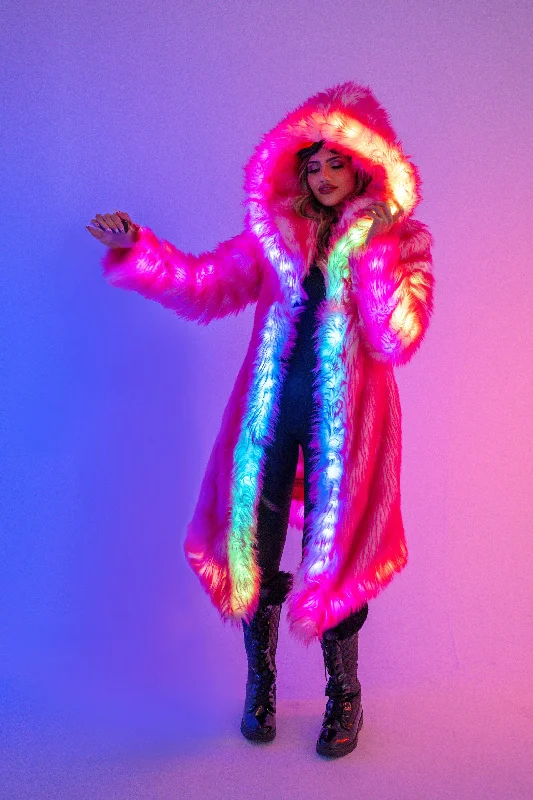 Women's knee - length wool blend coats with a fur collar for added warmthWomen's LED Desert Warrior Coat in "Just The Tip-Hot Pink" Women's knee - length wool blend coats with a fur collar for added warmthWomen's LED Desert Warrior Coat in "Just The Tip-Hot Pink"