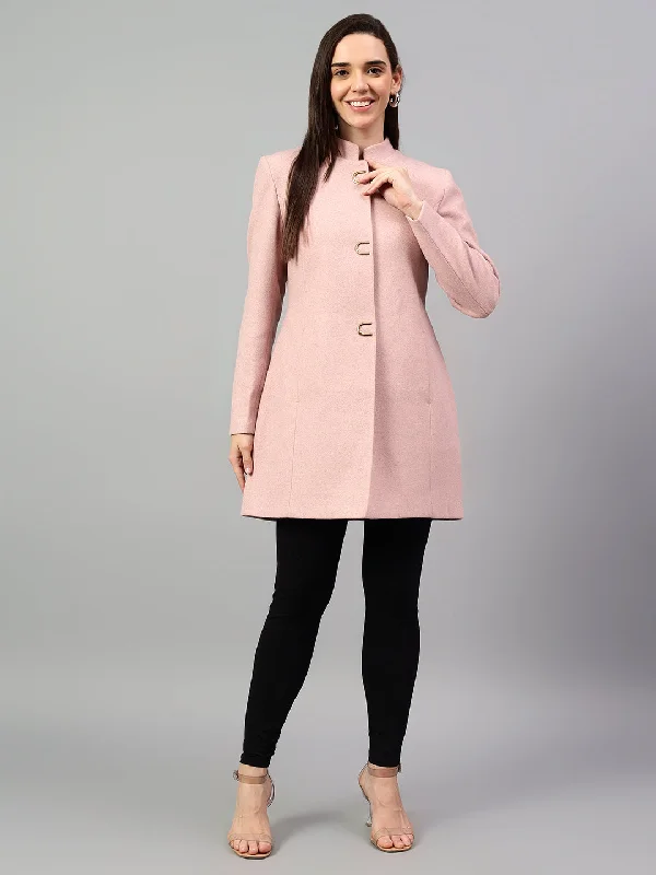 Quilted down women's coats with removable hoods for outdoor activitiesWomen's Pink Solid Full Sleeves Winter Long Coat Quilted down women's coats with removable hoods for outdoor activitiesWomen's Pink Solid Full Sleeves Winter Long Coat