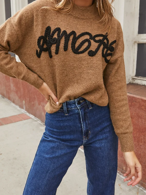 Hooded Women's Fleece - Lined Sweaters for WinterMi Amore Knit Sweater