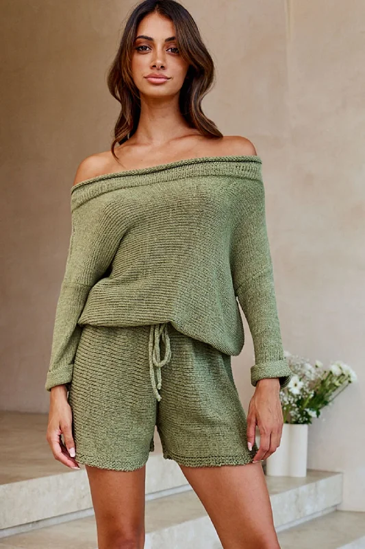 Plus Size Women's Long Sleeve Cable Knit Sweater DressesAmris Off-Shoulder Long Sleeve Knit Romper Khaki Plus Size Women's Long Sleeve Cable Knit Sweater DressesAmris Off-Shoulder Long Sleeve Knit Romper Khaki