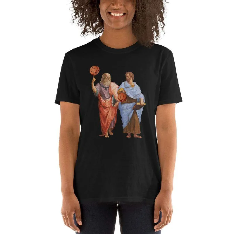 Sheer Women T Shirt for a Stylish and Alluring LookAristotle and Plato with Basketballs - Premium T-Shirt