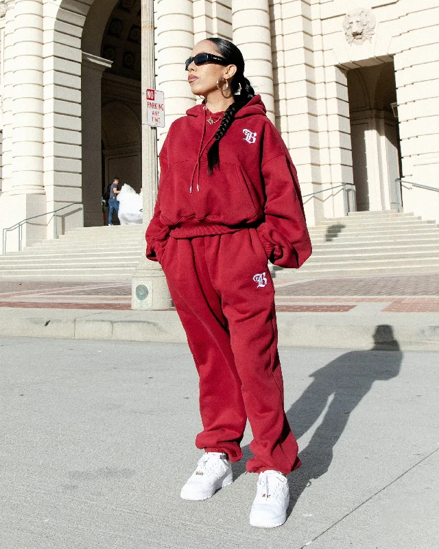 Women's Long Sleeve Turtleneck Cashmere SweatersB Love Crop Hoodie - Burgundy