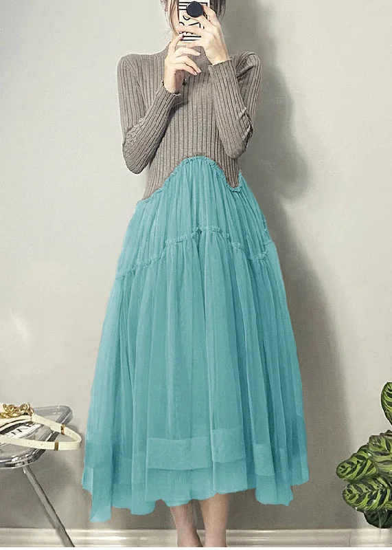 Plus Size Women's Fit - and - Flare Sweater Dresses with Ruffled HemBeautiful Blue Asymmetrical Tulle Patchwork Long Dresses Fall Plus Size Women's Fit - and - Flare Sweater Dresses with Ruffled HemBeautiful Blue Asymmetrical Tulle Patchwork Long Dresses Fall