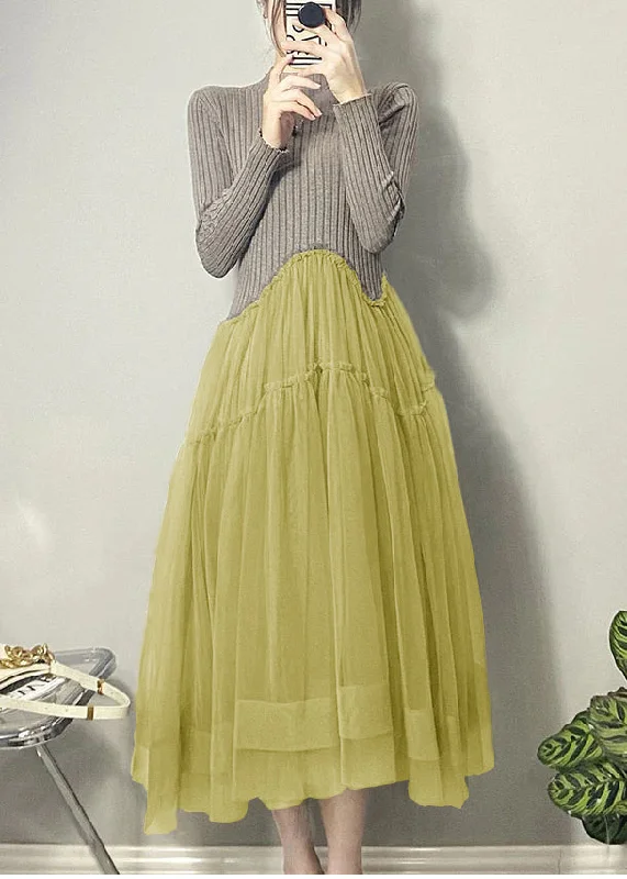 Women's Off - Shoulder Chunky Knit Sweater Dresses in Earth TonesBeautiful Yellow Asymmetrical Tulle Patchwork Long Dresses Fall Women's Off - Shoulder Chunky Knit Sweater Dresses in Earth TonesBeautiful Yellow Asymmetrical Tulle Patchwork Long Dresses Fall