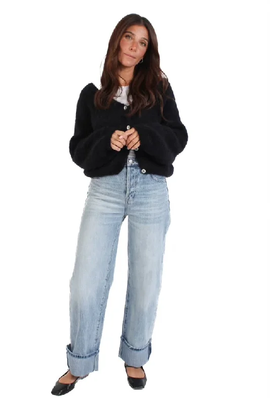 Button - Down Women's Shetland Wool Sweaters in Traditional PatternsBlack Cornelia Cropped Cardi Button - Down Women's Shetland Wool Sweaters in Traditional PatternsBlack Cornelia Cropped Cardi