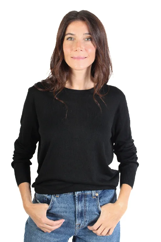 Short Sleeve Women's Cotton Blend Sweaters in Pastel ColorsBlack Everyday Sweater