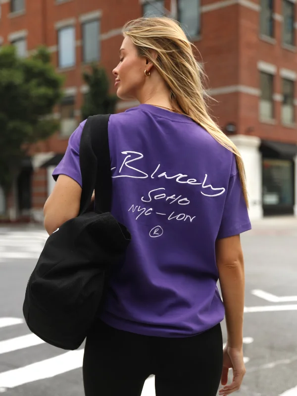 Soho Oversized Script T-Shirt - Purple