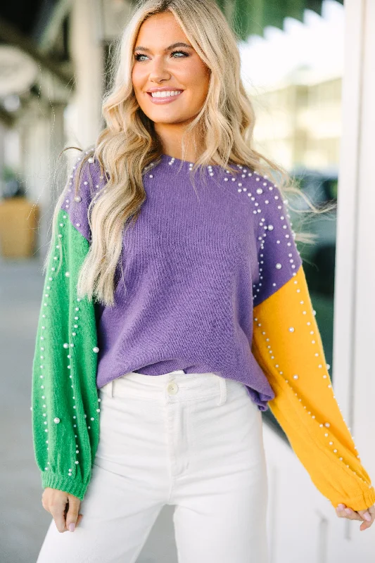 Plus Size Women's Embroidered Sweaters in Ethnic StylesCan't Help But Love You Purple Embellished Sweater Plus Size Women's Embroidered Sweaters in Ethnic StylesCan't Help But Love You Purple Embellished Sweater