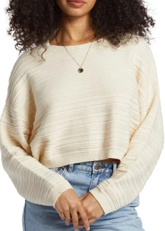Plus Size Women's Side - Slit Sweaters in Bold SolidsChasing Light Cropped Sweater - White Cap Plus Size Women's Side - Slit Sweaters in Bold SolidsChasing Light Cropped Sweater - White Cap