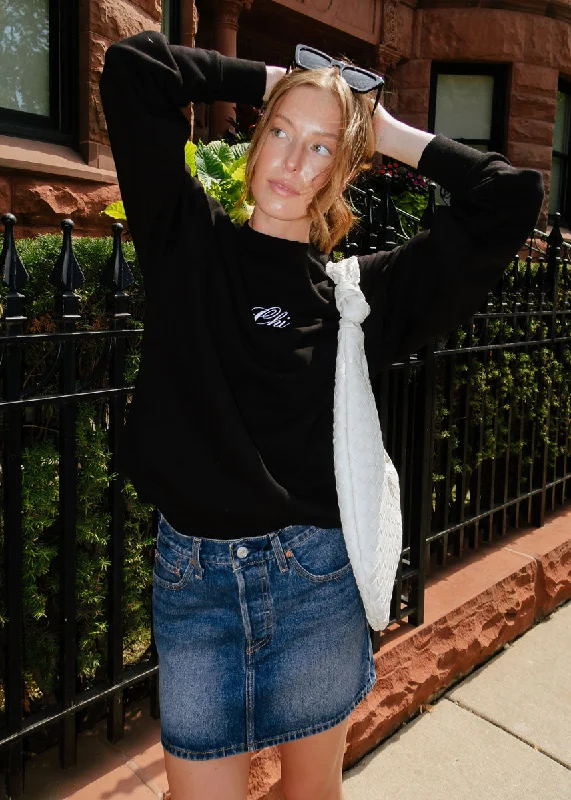 Open - Front Women's Cardigan - Style Mohair SweatersChi Script Crewneck - Black & White Open - Front Women's Cardigan - Style Mohair SweatersChi Script Crewneck - Black & White