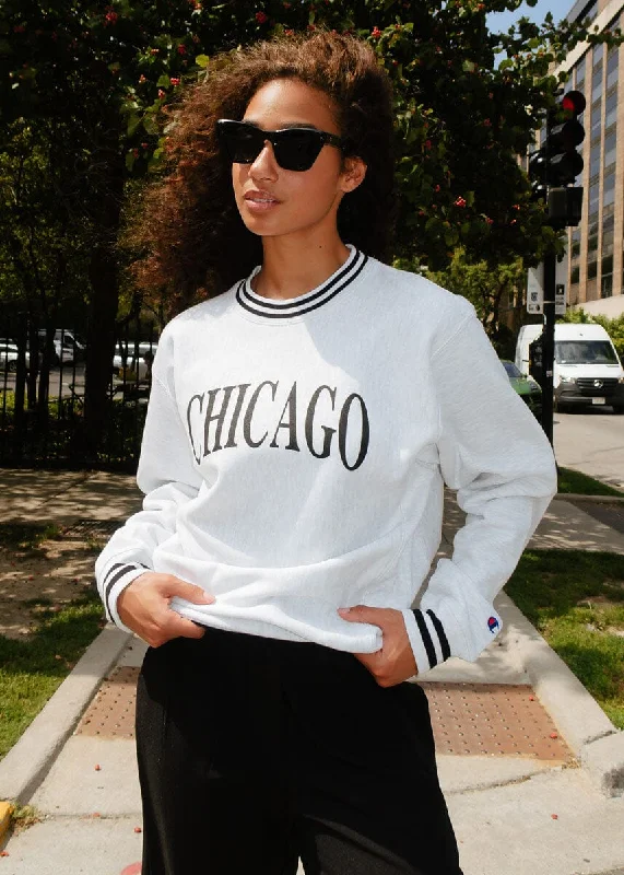 Plus Size Women's Belted Cable Knit SweatersChicago Champion Striped Rib Crewneck - Black Plus Size Women's Belted Cable Knit SweatersChicago Champion Striped Rib Crewneck - Black