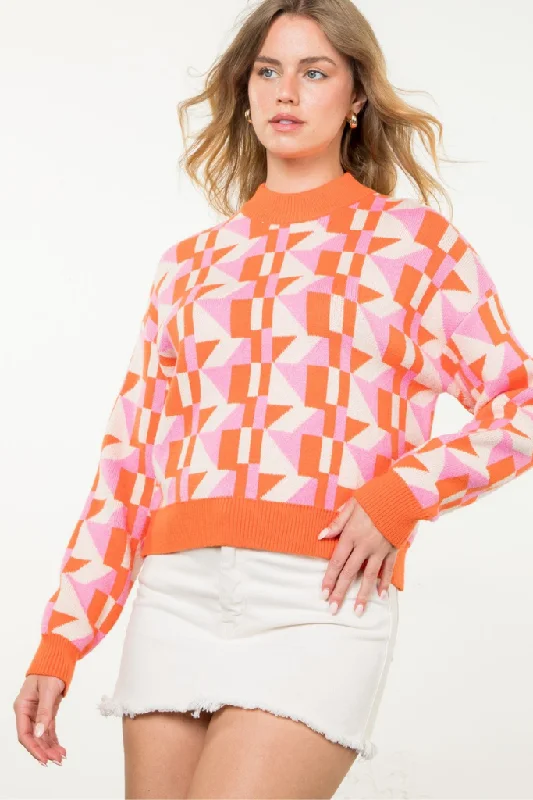 Plus Size Women's Side - Slit Sweaters in Bold SolidsCitrus Love Crew Neck Sweater