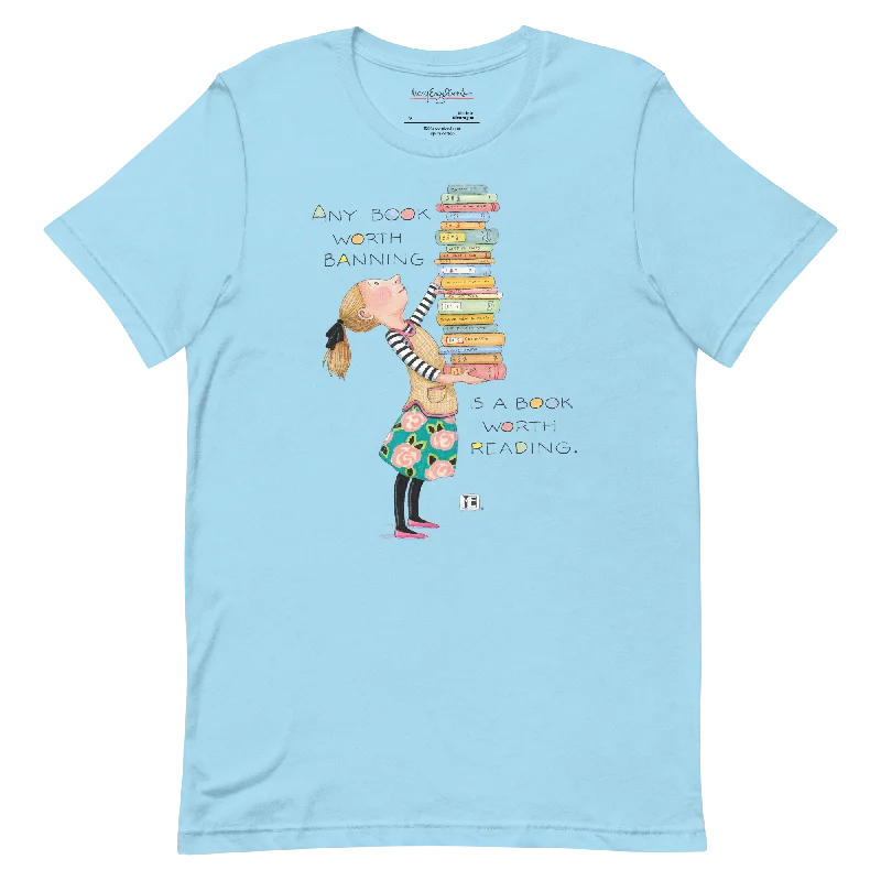 Striped Women T Shirt in a Classic PatternBook Banning Unisex T-Shirt