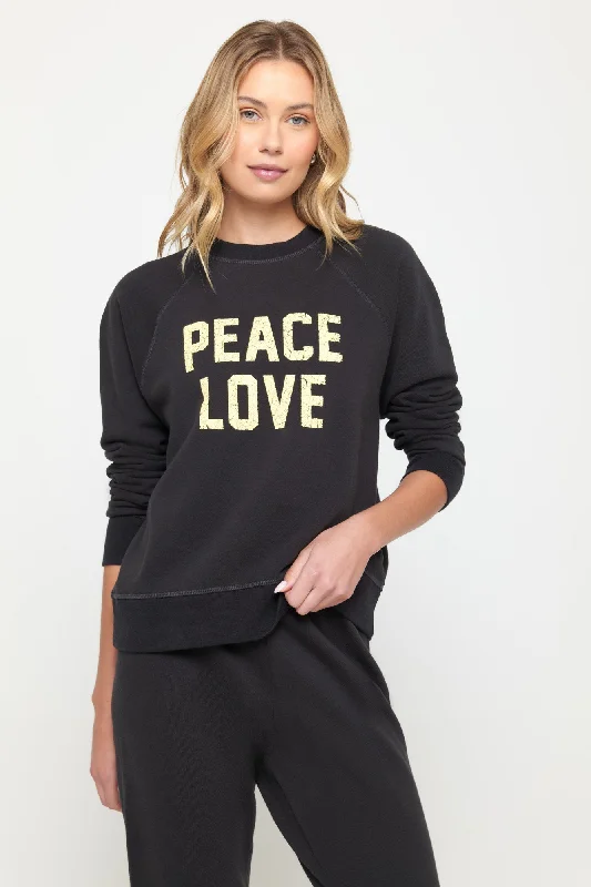 Plus Size Women's Belted Cable Knit SweatersCRACKLE PEACE FOREVER CREW
