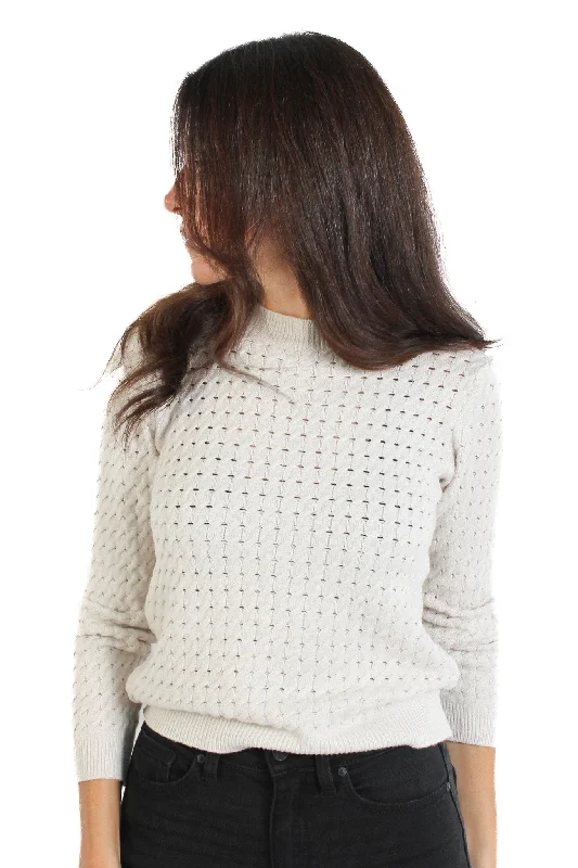 Bell - Sleeve Women's Mohair - Wool Blend SweatersCream Long Sleeve Braided Knit Sweater Bell - Sleeve Women's Mohair - Wool Blend SweatersCream Long Sleeve Braided Knit Sweater