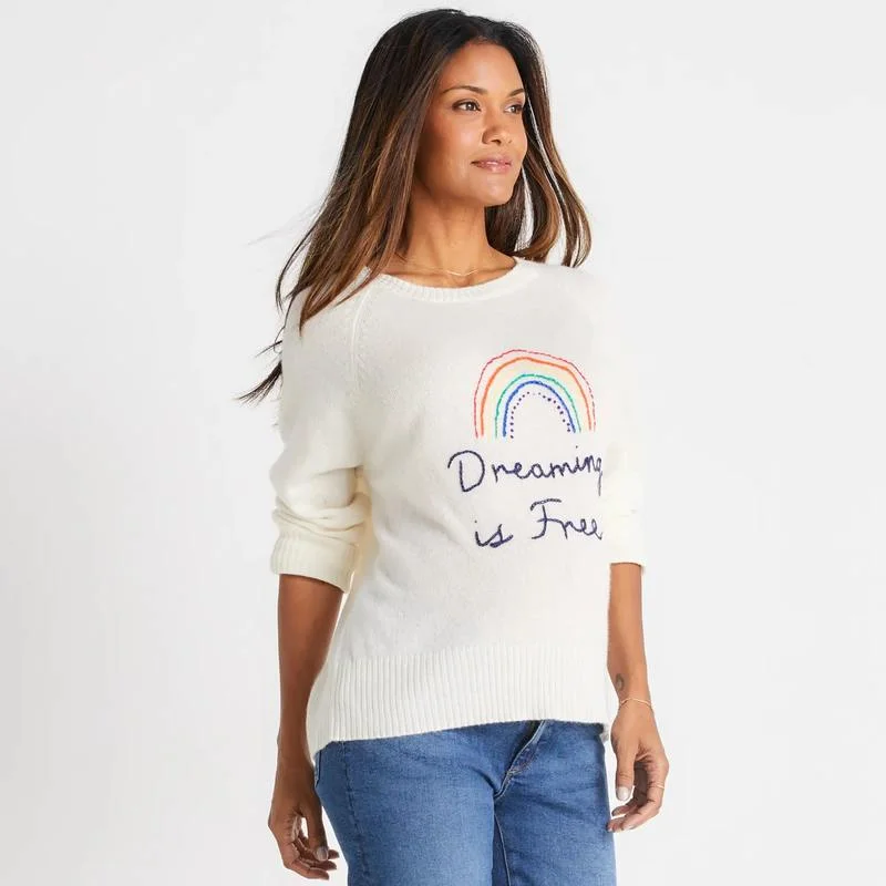 Plus Size Women's Sequined Sweaters for Special OccasionsDREAMING IS FREE SWEATER
