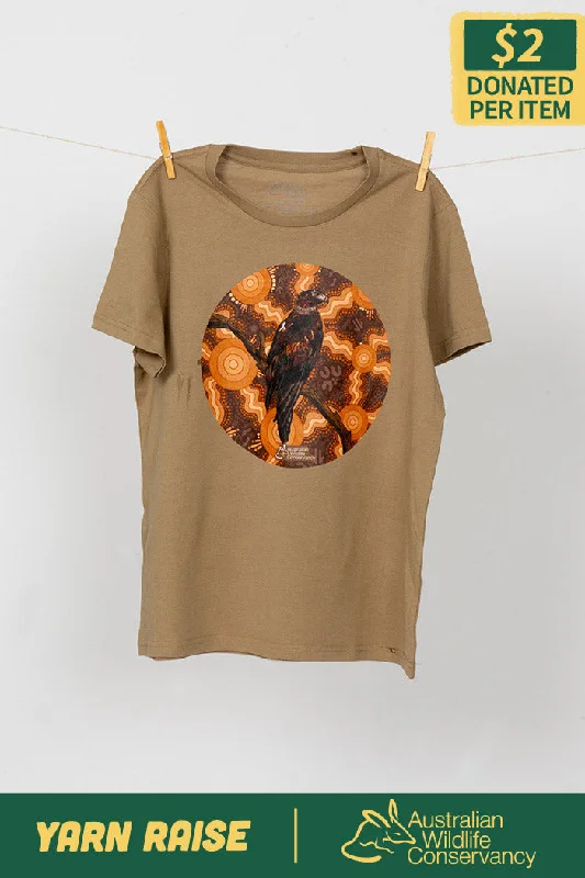 Embroidered Women T Shirt with Intricate DetailsEagle (Gurranyin) 'Australian Wildlife Conservancy' Sand Cotton Crew Neck Women’s T-Shirt