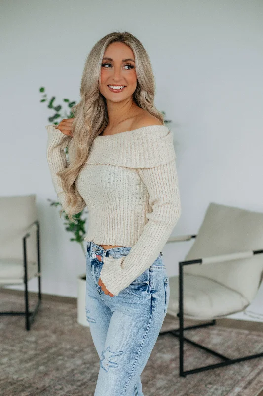 Elaine Off Shoulder Sweater - Cream