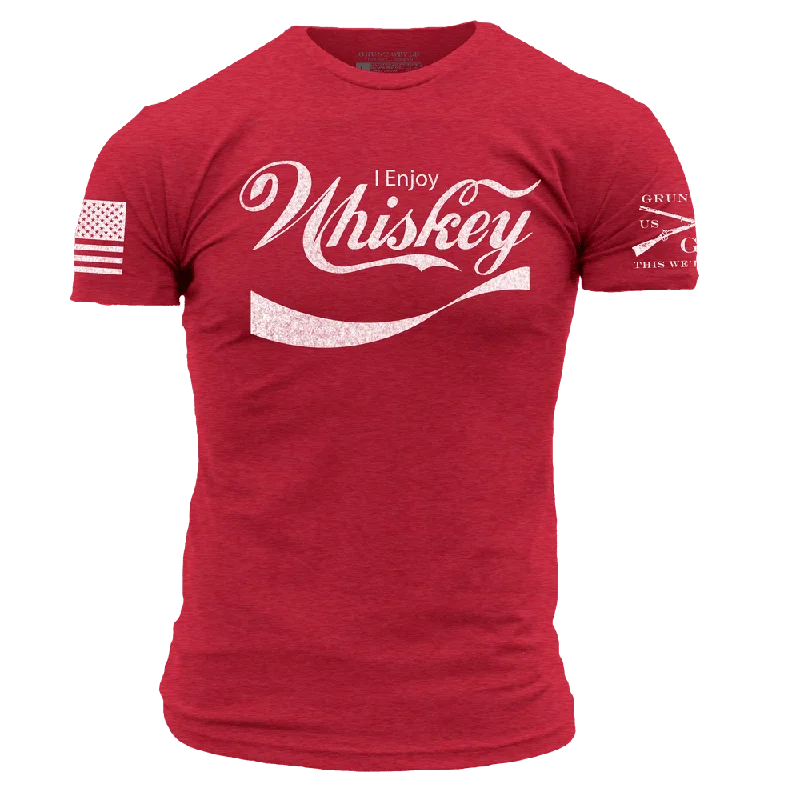 Sequined Women T Shirt for a Sparkly Night OutEnjoy Whiskey T-Shirt - Red