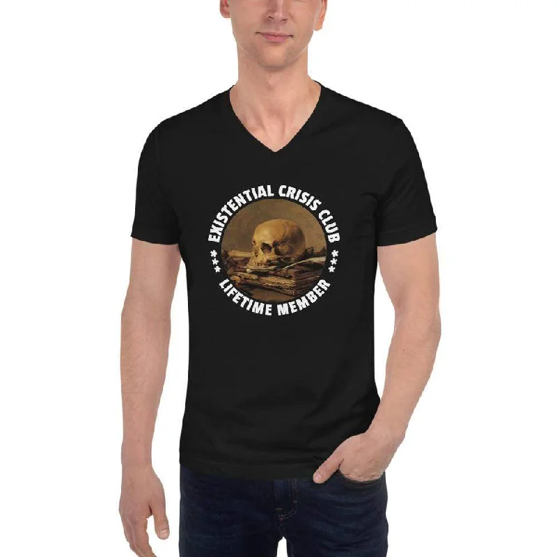 Sleeveless Women T Shirt for Summer ComfortExistential Crisis Club - Lifetime Member - Unisex V-Neck T-Shirt