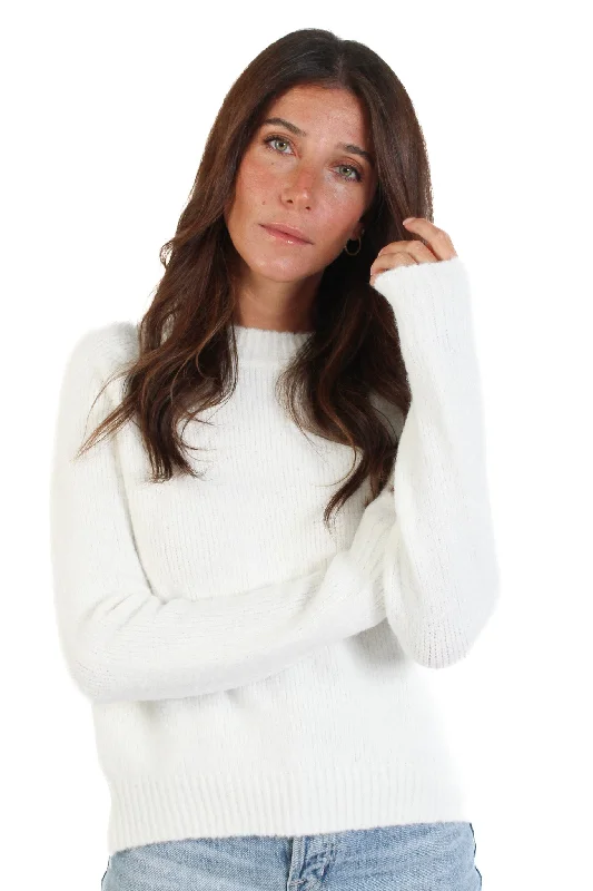 Boat Neck Women's Merino Wool Sweaters in Neutral ShadesEzra Off White Sweater