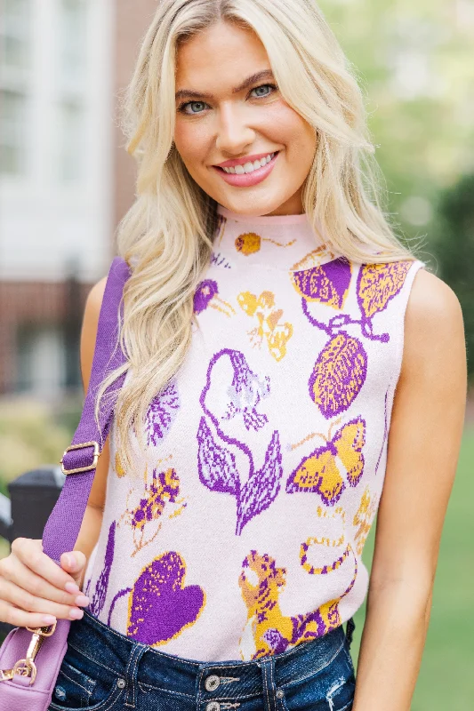 Women's Long Sleeve Turtleneck Cashmere SweatersFate: Tell It All Purple Printed Sleeveless Sweater Women's Long Sleeve Turtleneck Cashmere SweatersFate: Tell It All Purple Printed Sleeveless Sweater
