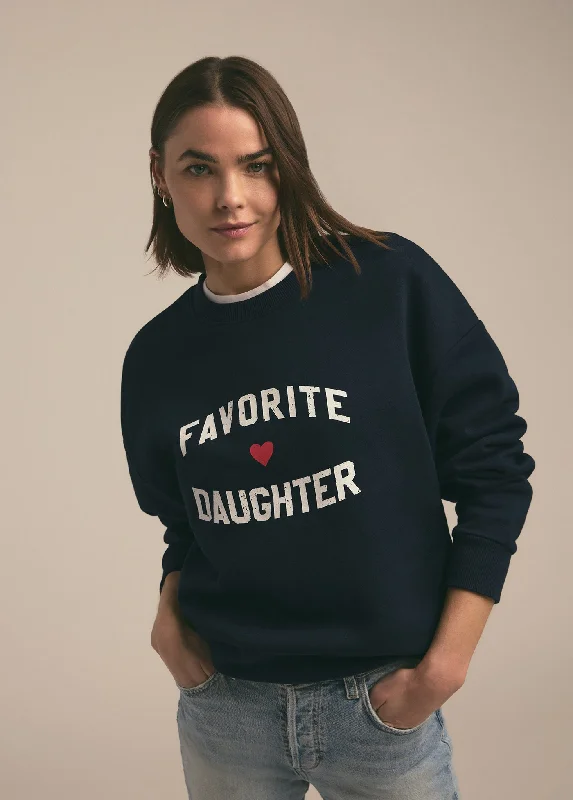 Plus Size Women's Ruffled Hem Sweaters in Floral PrintsFAVORITE DAUGHTER HEART SWEATSHIRT Plus Size Women's Ruffled Hem Sweaters in Floral PrintsFAVORITE DAUGHTER HEART SWEATSHIRT