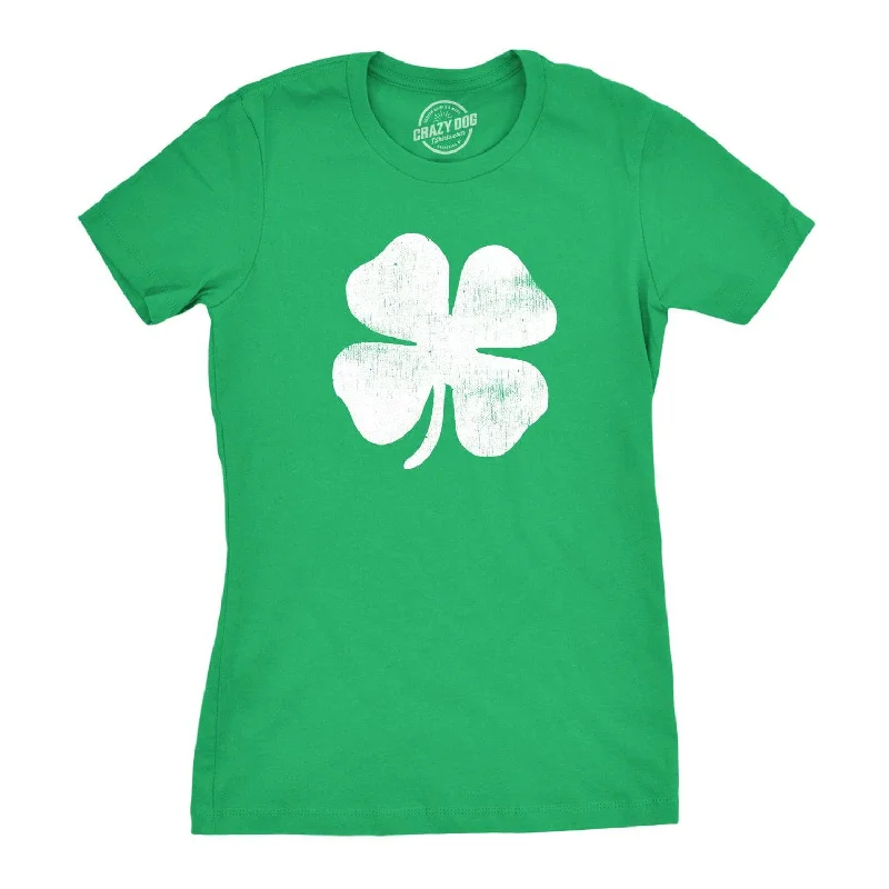 Distressed Women T Shirt with a Laid - Back AestheticFour Leaf Clover Women's T Shirt Distressed Women T Shirt with a Laid - Back AestheticFour Leaf Clover Women's T Shirt