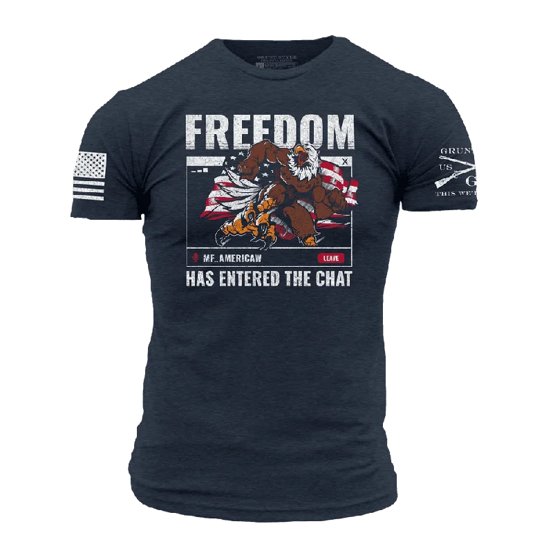 Ringer T Shirt Women with Retro - Inspired StripesFreedom In The Chat T-Shirt - Midnight Navy Ringer T Shirt Women with Retro - Inspired StripesFreedom In The Chat T-Shirt - Midnight Navy