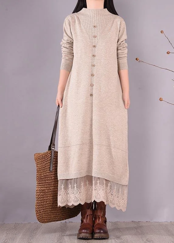 Midi - Length Women's Shetland Wool Sweater Dresses in Traditional PatternsFrench O Neck Patchwork Lace Spring Clothes For Women Sewing Beige Robe Dresses Midi - Length Women's Shetland Wool Sweater Dresses in Traditional PatternsFrench O Neck Patchwork Lace Spring Clothes For Women Sewing Beige Robe Dresses