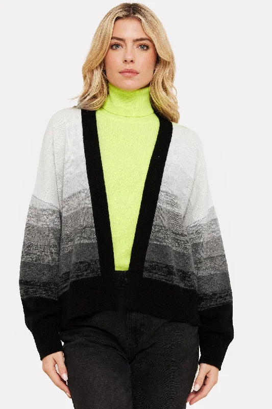 V - Neck Women's Ribbed Wool Sweaters for FallGRADIENT FADE CARDI