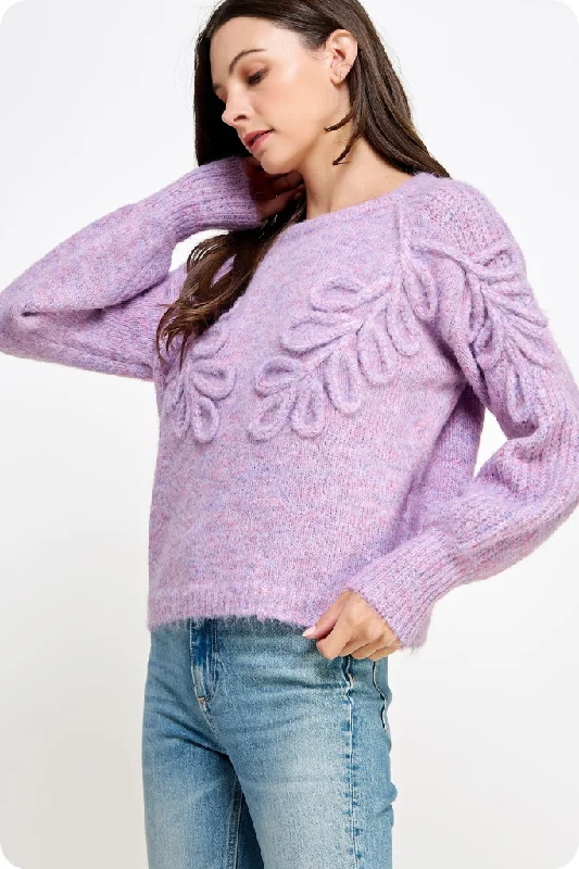 Open - Front Women's Cardigan - Style Mohair SweatersHeidi Floral Embroidered Sweater