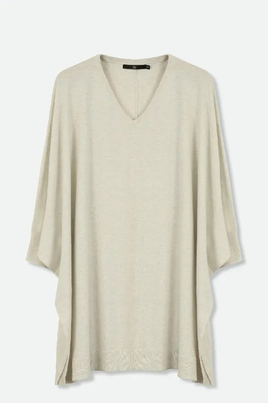Hooded Women's Fleece - Lined Sweaters for WinterIRINA PONCHO IN KNIT PIMA COTTON STRETCH Hooded Women's Fleece - Lined Sweaters for WinterIRINA PONCHO IN KNIT PIMA COTTON STRETCH