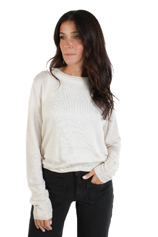 Short Sleeve Women's Cotton Blend Sweaters in Pastel ColorsIvory Everyday Sweater