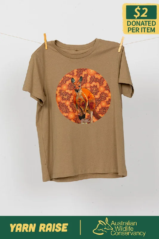 Crop Top Women T Shirt to Pair with High - Waisted BottomsKangaroo (Barra) 'Australian Wildlife Conservancy' Sand Cotton Crew Neck Women’s T-Shirt Crop Top Women T Shirt to Pair with High - Waisted BottomsKangaroo (Barra) 'Australian Wildlife Conservancy' Sand Cotton Crew Neck Women’s T-Shirt