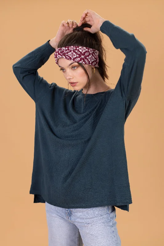 High - Low Hem Women's Cashmere - Blended SweatersKnit Sweater Egon Petrol