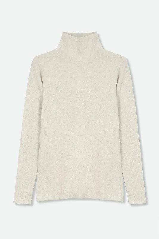 Plus Size Women's Oversized Chunky Knit SweatersLONG SLEEVE HIGH NECK IN HEATHERED PIMA COTTON Plus Size Women's Oversized Chunky Knit SweatersLONG SLEEVE HIGH NECK IN HEATHERED PIMA COTTON