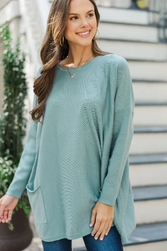 Plus Size Women's Side - Slit Sweaters in Bold SolidsLoving My Life Olive Green Pocket Tunic Plus Size Women's Side - Slit Sweaters in Bold SolidsLoving My Life Olive Green Pocket Tunic