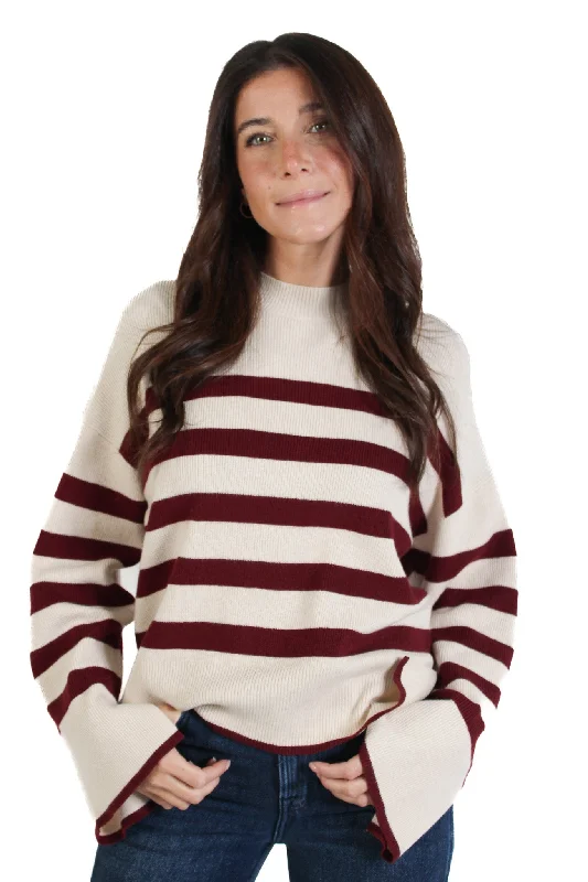 Open - Front Women's Cardigan - Style Mohair SweatersMagda Stripe Sweater