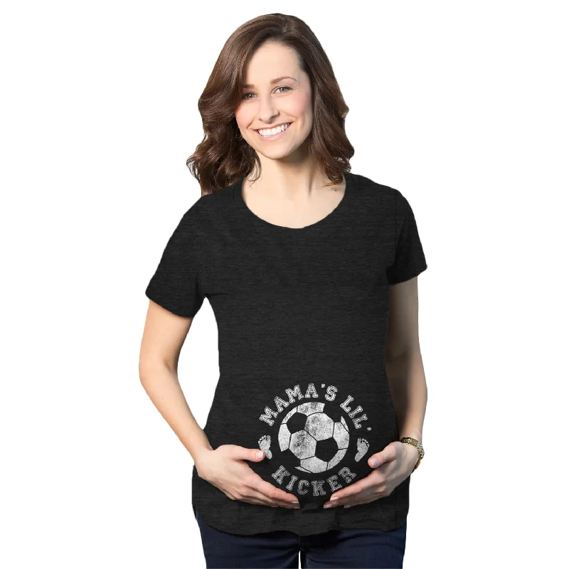 Pocketed Women T Shirt for Added FunctionalityMama's Little Kicker Soccer Maternity T Shirt Pocketed Women T Shirt for Added FunctionalityMama's Little Kicker Soccer Maternity T Shirt
