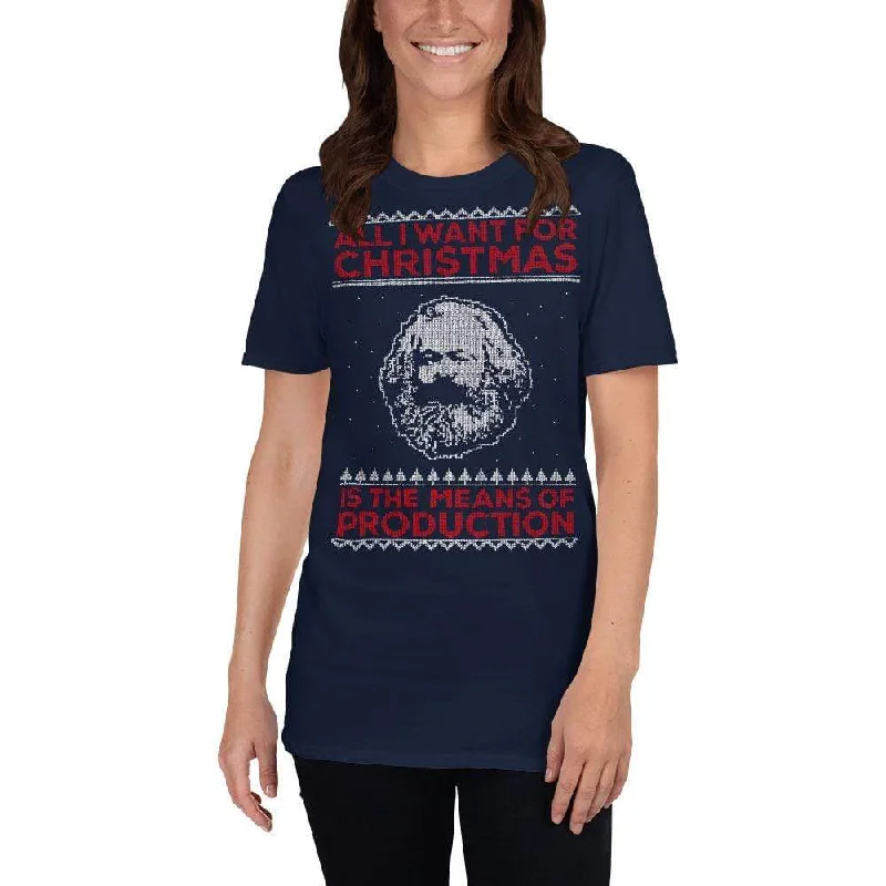 Pocketed Women T Shirt for Added FunctionalityMarx - All I Want For Christmas Is The Means Of Production - Premium T-Shirt