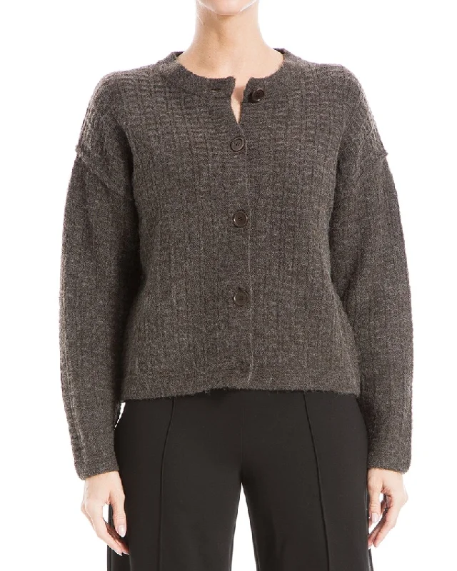 Plus Size Women's Asymmetric Hem Sweater Dresses in Modern DesignsMax Studio Button Front Wool-Blend Cardigan Plus Size Women's Asymmetric Hem Sweater Dresses in Modern DesignsMax Studio Button Front Wool-Blend Cardigan