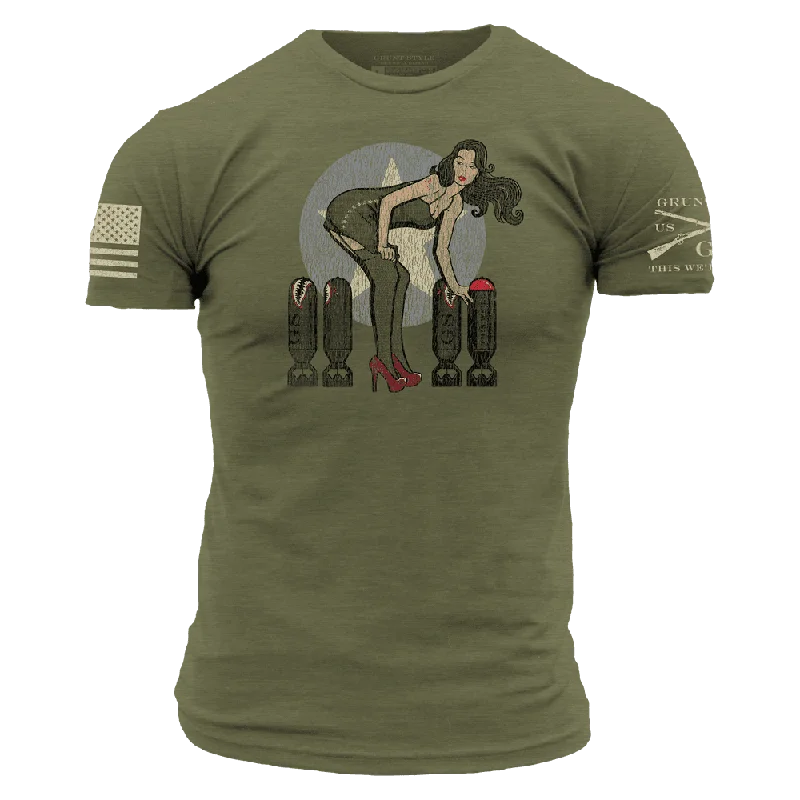 V - Neck Women T Shirt to Enhance the NecklineBombs Away T-Shirt - Military Green
