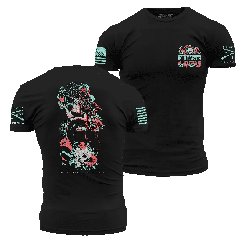 Tie - Dye Women T Shirt with a Bohemian VibeIn Hearts We Live Forever T-Shirt - Black Tie - Dye Women T Shirt with a Bohemian VibeIn Hearts We Live Forever T-Shirt - Black