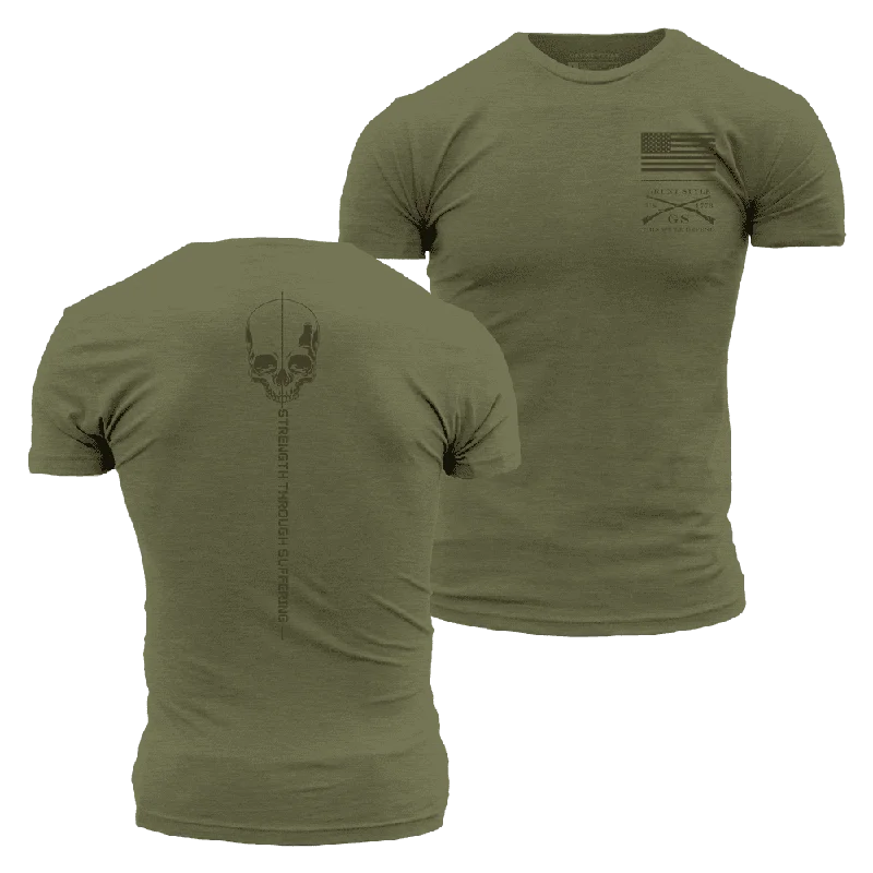 Plus Size Women T Shirt for a Comfortable and Flattering FitStrength Through Suffering T-Shirt - Military Green Plus Size Women T Shirt for a Comfortable and Flattering FitStrength Through Suffering T-Shirt - Military Green