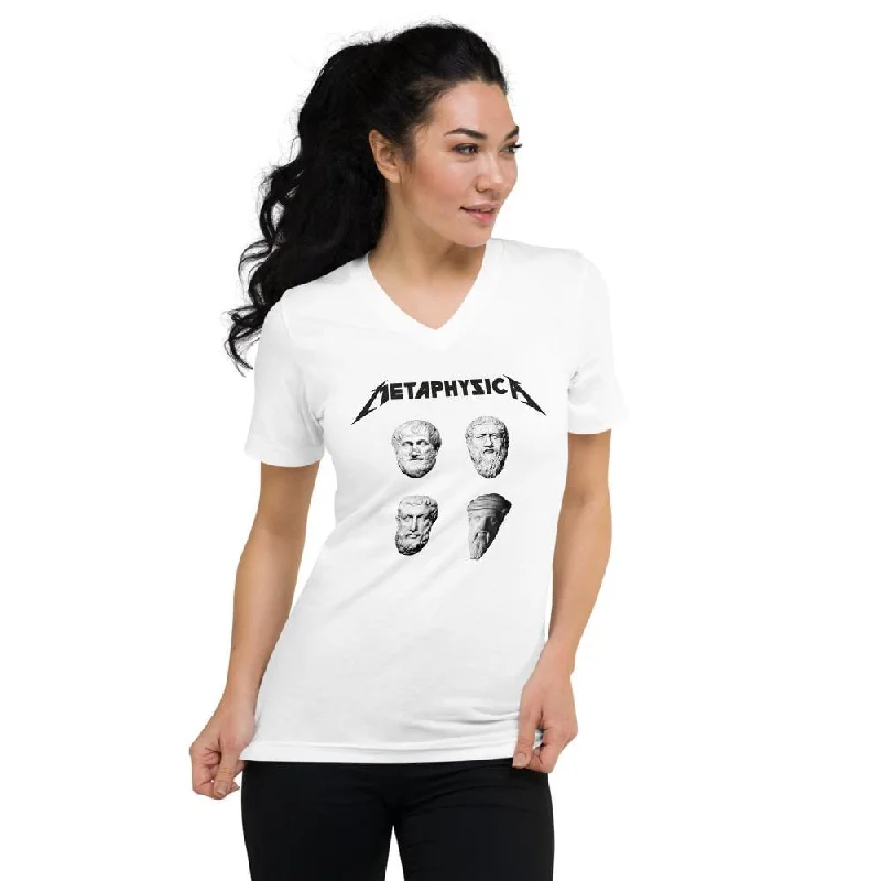 Distressed Women T Shirt with a Laid - Back AestheticMetaphysica - The Four Wise Men - Unisex V-Neck T-Shirt